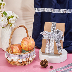 スパークルポリエステルリボン  スパンコールフラットキラキラ付き  ミシンとブライダルの結婚式の装飾用  ホワイトスモーク  1インチ（24mm）  1 PC&nbsp;OCOR-AR0001-27A