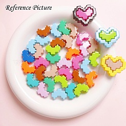 UVメッキアクリルビーズ  虹色の  ハート  ミックスカラー  14x20x7mm  穴：3mm&nbsp;X-SACR-G034-03