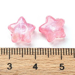 明るい透明なアクリルビーズ  キラキラビーズ  暗闇で光る  スター  桃パフ  10x11x6mm  穴：2mm&nbsp;MACR-D024-24E