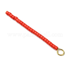 304ステンレススチールのフラットヘッドピンペンダント付きシリンダーシードビーズ  カラフル  43x2x2mm  穴：2.5mm&nbsp;PALLOY-JF03293