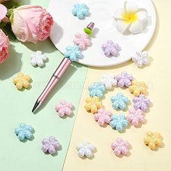 40 個 5 色不透明アクリルビーズ  花  ABカラーメッキ  ミックスカラー  22.5x23.5x8.5mm  穴：2.7mm  8個/カラー&nbsp;OACR-FS0002-84