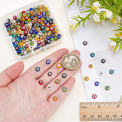 200Pcs 10 Colors Handmade Evil Eye Lampwork Beads&nbsp;LAMP-ME0001-15