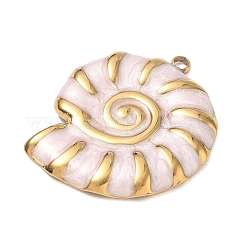 304ステンレススチールエナメルペンダント  イオンプレーティング（ip）  ゴールドカラー  巻き貝の形をしたチャーム  29x23x2.5mm  穴：2mm&nbsp;SA-CBA800D-02B-G