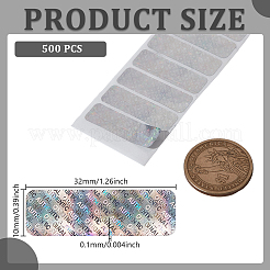 粘着ラベルステッカー  3d偽造防止ラベル  銀  32x10x1mm&nbsp;LS-DIY-WH0899-88A