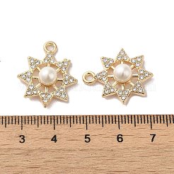 ラインストーン ペンダント付き合金  ABSの模造パールと  太陽のチャーム  ゴールドカラー  22.5x19x7mm  穴：1.8mm&nbsp;FIND-B032-22G