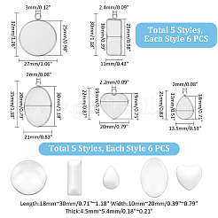 DIYのブランクペンダント作成キット  304ステンレススチールペンダントカボションセッティングを含む  ガラスカボション  フラットラウンド & 長方形 & 楕円形 & ティアドロップ & ハート  ステンレス鋼色  60個/箱&nbsp;DIY-UN0004-99