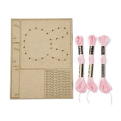 子供のためのDIYストリングアートキットの芸術品と工芸品  木製のステンシルと羊毛糸を含む  ウサギの模様  16x21x0.3cm&nbsp;DIY-P014-B02