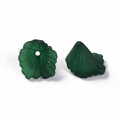 つや消しアクリルビーズキャップ  花  濃い緑  12x12x9mm  穴：1.2mm  約1700個/500g&nbsp;MACR-S371-10A-735
