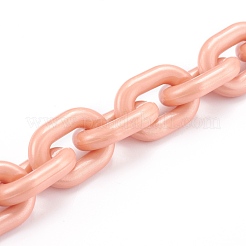 手作りの不透明アクリルアズキチェーン  丸いリング  ダークサーモン  19x14x4mm  約39.37インチ（1m）/連&nbsp;AJEW-JB00924-04