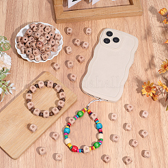 100Pcs Engraved Beech Wood Beads&nbsp;WOOD-PA0001-86A
