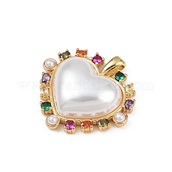 Brass Micro Pave Cubic Zirconia Pendants&nbsp;KK-S528-07G