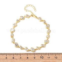 Brass Micro Pave Clear Cubic Zirconia Link Chain Bracelets for Women&nbsp;BJEW-K274-13G