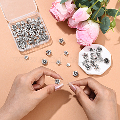 120Pcs 12 Styles Tibetan Style Alloy 3D Flower Beads&nbsp;FIND-YW0009-60