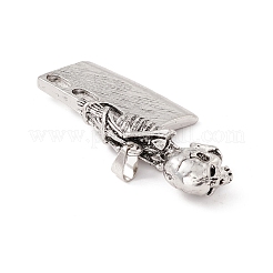 合金のチベット風チャーム  頭蓋骨とナイフ  アンティークシルバー  27.5x62.5x9.7mm  穴：8x4mm&nbsp;FIND-C008-13AS