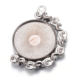 Rotatable Tibetan Style Alloy Pendant Cabochon Settings&nbsp;PALLOY-S087-009B