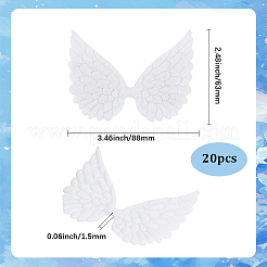 布とグリッターパウダーのアイロン接着縫い付けパッチ20個  アップリケ  翼  ホワイト  63x88x1.5mm&nbsp;DIY-GF0014-66