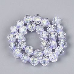 手作りの箔ガラスビーズ連売り  ポリゴン  多面カット  紫色のメディア  12~15x14~16x14~16mm  穴：0.7~1.4mm  約30個/連  15.35~16.14インチ（39~41cm）&nbsp;FOIL-Q002-06A