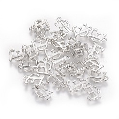 ラックメッキ合金アルファベットチャーム  文字.e  13x10x2mm  穴：1.5mm  約50個/袋&nbsp;PALLOY-G255-P-E