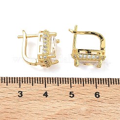 ブラスマイクロパヴェクリアキュービックジルコニアフープピアス  長方形  18KGP本金メッキ  15.5x11.5x15.5mm&nbsp;EJEW-C182-02G