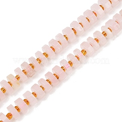 天然石ローズクォーツビーズ連売り  多面カット  ディスク  ヒシビーズ  シードビーズで  8x2.5~4.5mm  穴：1mm  約74~75個/連  15.47~15.55''（39.3~39.5センチメートル）&nbsp;G-F796-A02-01