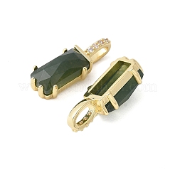 Brass Micro Pave Cubic Zirconia and Natural Moss Agate Pendants&nbsp;KK-F892-45G-02