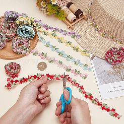 9ヤード 9色の花柄ポリエステル刺繍レースリボン  洋服アクセサリーデコレーション  ミックスカラー  3/4インチ（20mm）  1ヤード/色&nbsp;OCOR-WR0001-50