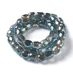 電気メッキガラスビーズ  フル虹メッキ  ファセットバレル  ダークスレートグレー  10x10mm  穴：1mm&nbsp;GLAA-F108-14A-01