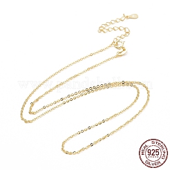 女性用 925 スターリングシルバー ケーブル チェーン ネックレス  18KGP本金メッキ  15.75インチ（40cm）&nbsp;STER-I021-09G