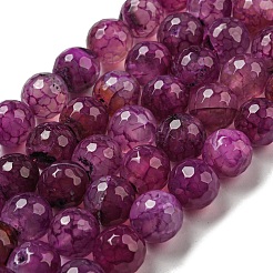 Faceted Natural Dragon Veins Agate Beads Strands&nbsp;G-F447-12mm-L02