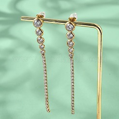 304 Stainless Steel Clear Cubic Zirconia Tassel Stud Earrings&nbsp;EJEW-Z094-01A-G