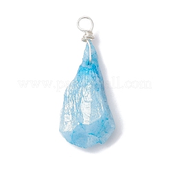 Electroplated Natural Quartz Crystal Dyed Pendants&nbsp;PALLOY-JF02324-04