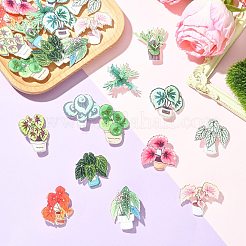 24個 12スタイル 植物 アクリル ラペルピン ブローチピン  バックパックの服のための創造的な鉄のバッジ  ミックスカラー  30~38.5x27~37mm  2個/スタイル&nbsp;JEWB-CJ0003-38