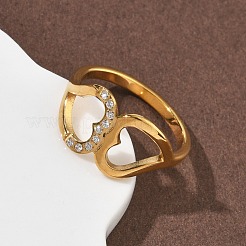 304 Stainless Steel Cubic Zirconia Finger Rings for Women&nbsp;RJEW-F189-05G