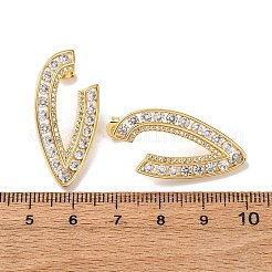 Brass Micro Pave Clear Cubic Zirconia V-Shaped Stud Earrings&nbsp;EJEW-D332-01G