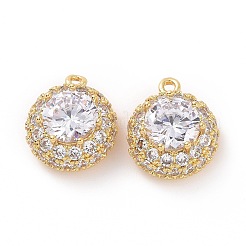 Brass Micro Pave Clear Cubic Zirconia Pendants&nbsp;ZIRC-F133-01G