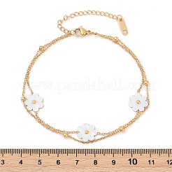 304 Stainless Steel with Acrylic Flower Charm Anklets&nbsp;AJEW-Z044-01G