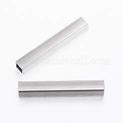 変色しにくい304ステンレススチールチューブビーズ  直方体の  ステンレス鋼色  35x5x5mm  穴：4mm&nbsp;STAS-K154-79P