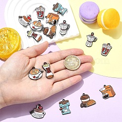 16個 8スタイル コーヒーテーマ 合金エナメルペンダント  ブラック  ミックスカラー  18~28x13.5~25x1.5mm  穴：1.6~2mm  2個/スタイル&nbsp;ENAM-YW0008-55