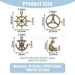 108PCS 18Style Alloy Pendants&nbsp;FIND-FH0008-43