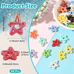 40個 2スタイル ゴム風 不透明アクリルビーズ  UVメッキ不透明アクリルビーズ  スター  ミックスカラー  23x19x5mm  穴：2.2mm  20個/スタイル&nbsp;OACR-YW0004-45