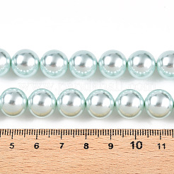 ガラスパールビーズ連売り  ラウンド  ライトシアン  12mm  穴：0.8mm  約35個/連  16.14''（41センチメートル）&nbsp;HY-G002-01F-12