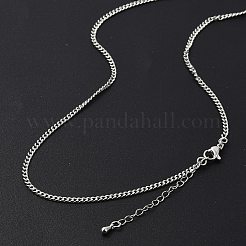 女性用真鍮カーブチェーンネックレス  304ステンレススチール製カニカン付き  ラックめっき  鉛フリー＆カドミウムフリー  長持ちメッキ  プラチナ  17.72インチ（45cm）&nbsp;NJEW-D302-31P