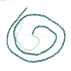 天然石マラカイトビーズ連売り  多面カット  ラウンド  2mm  穴：0.6mm  約195個/連  15.35インチ（39cm）&nbsp;G-I279-E15-01