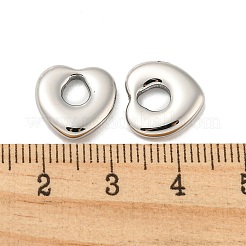 変色しない304ステンレススチールチャーム  ハートチャーム  ステンレス鋼色  12x12x3mm  穴：5x4mm&nbsp;STAS-L022-222P