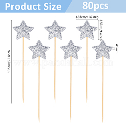 80Pcs Star Cloth Cake Insert Card Decoration&nbsp;AJEW-DC0003-54A