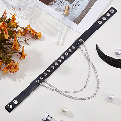 1Pc Gothic Style Spiked Rivet Imitation Leather Chocker Necklaces&nbsp;NJEW-CL0001-12