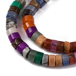 Natural White Jade & Black Netstone & Red Aventurine Disc Beads Strands&nbsp;G-M092-A-01