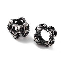 316サージカルステンレスビーズ  大穴ビーズ  スカル  アンティークシルバー  12x12x8.6mm  穴：6mm&nbsp;STAS-K276-09C-AS