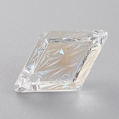 エンボスガラスラインストーンペンダント  菱形  多面カット  月光  19x12x6mm  穴：1.5mm&nbsp;GLAA-J101-04B-001MO