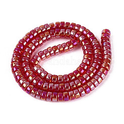 Ab色のメッキ透明ガラスビーズ連売り  フラットラウンド  暗赤色  6~6.5x3mm  穴：1~1.2mm  約111~119個/連  14.17~15.16''（36~38.5センチメートル）&nbsp;GLAA-T026-3x6mm-T09
